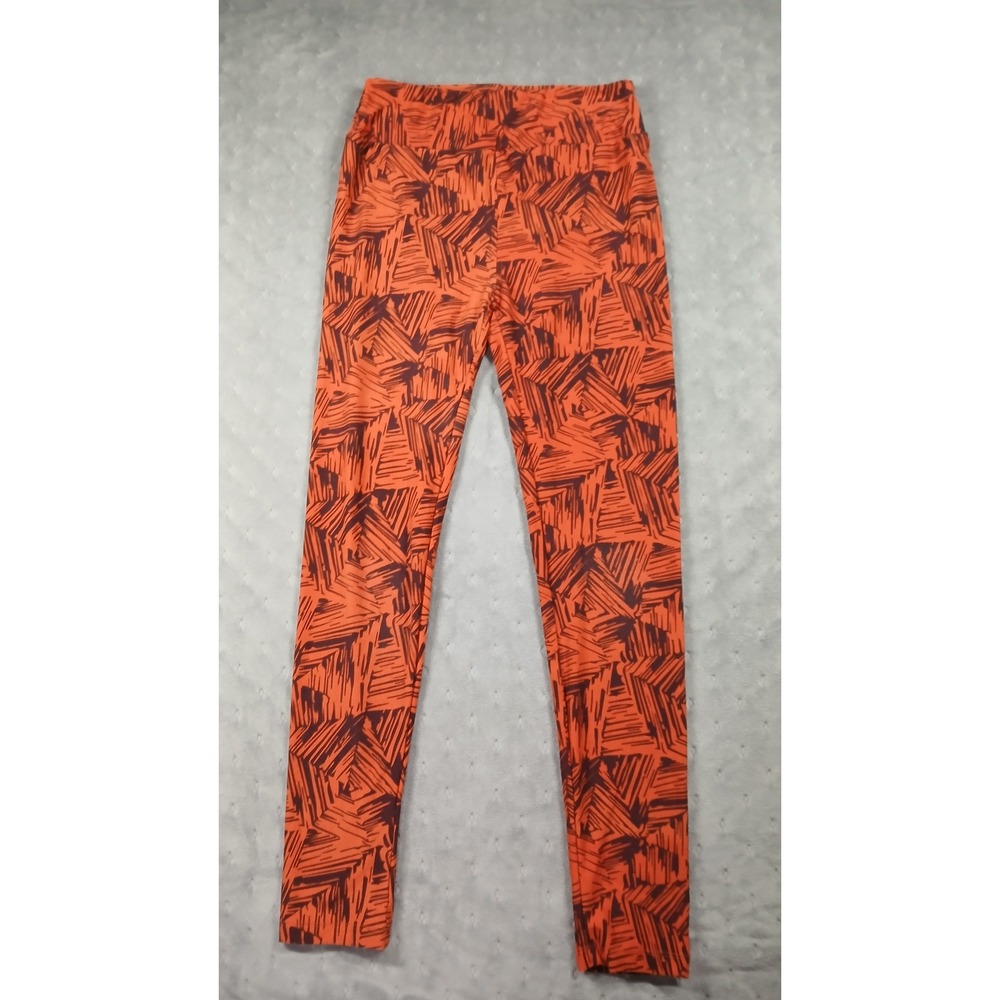 LuLaRoe Leggings Womens One Size Orange Purple Abstract Geometric Print Stretch